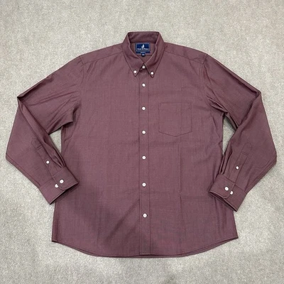 Wool & Prince Men's Large Regular Fit Burgundy Wool Long Sleeve Button Shirt - Image 1 of 4