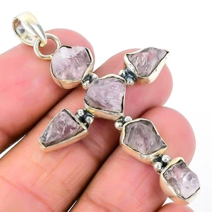 Pietra Preziosa Quarzo Rosa Argento Massiccio 925 Figlia Anniversario Nuovo Ciondolo Gioielli - Foto 1 di 8