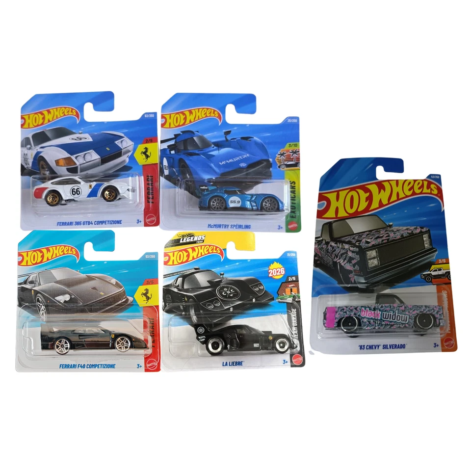 Hot Wheels 2026 Case C Ferrari Lote: F40 Competizione 365 GTB 83 Chevy Silverado - Imagen 1 de 1