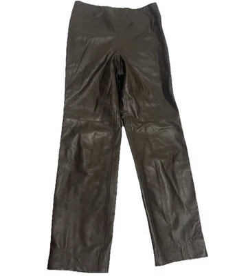 Dana Buchman Petite Women's 100% Lambskin Leather Pant Size 6 Brown/Black Soft - Image 1 of 4