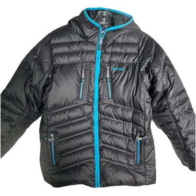 Marmot 700 Fill Down Black Hooded Puffer Coat Zip Jacket Youth XL - Image 1 of 4