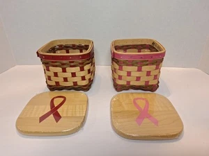 Longaberger 2016 Horizon of Hope Körbe mit Deckel & Schutz 2er Set Pink - Bild 1 von 16