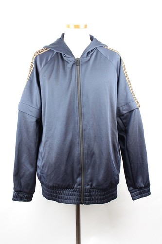 Giacca con cappuccio logo Fendi FF colore navy L 76186047