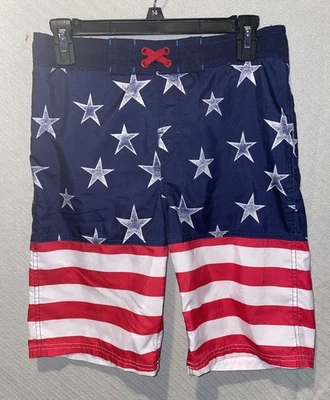 Cat & Jack Red/White/Blue American Flag Boy’s Swim Trunks Size Extra Large (16) - Image 1 of 4