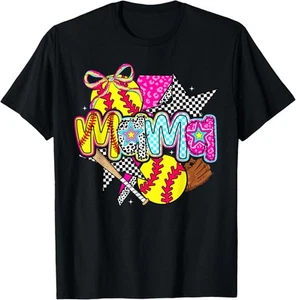 Softball Mama Mom Softball Game Day Vibes Mother's Day Women T-Shirt Hoodie - Picture 1 of 18