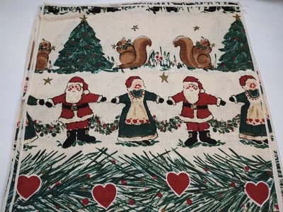 Christmas Napkins 7 Hearts Mr Mrs Claus Squirrels Christmas Trees Holiday Cloth - image 1 of 4