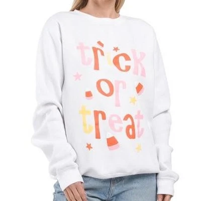 Pacific and Co Trick or Treat Halloween Sweatshirt - Size S - White/Orange - NWT - Image 1 of 4