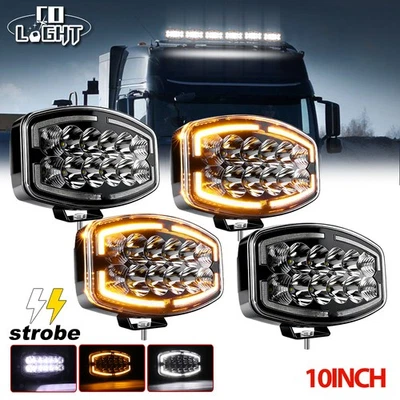 E-Mark 10" Jumbo Oval LED Spot Lamp White Amber DRL Stobe Driving Light 12v 24v - Image 1 of 4