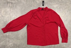 WHBM verwöhnende rote Bluse Plissee Puffärmel Damen XL Weihnachten Neu mit Etikett - Bild 1 von 7