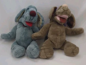 2 Vintage Wrinkles The Dog Plush Hand Puppet Heritage Tan Ganz Bros 1981 - Picture 1 of 8