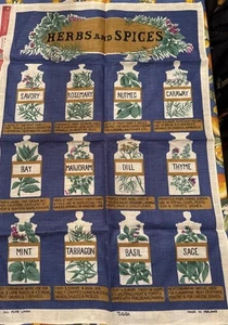 Toalla de té vintage Irlanda Irish Ulster 100 % lino hierbas y especias SIN USAR - Imagen 1 de 4