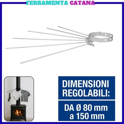 stendibiancheria da tubo per stufa legna pellet stendino in acciaio 8 15 cm - Immagine 1 di 3