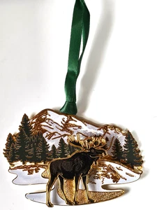 Decorazione alce di Natale 3D design faro vintage made in USA - 2,1/4" x 3" - Foto 1 di 5