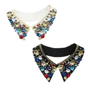 Gargantilla para mujeres con cadena de metal cristal cuello falso solapa desmontable - Imagen 1 de 6