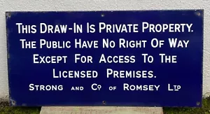 Strong & Co of Romsey - No Right of Way Original Vintage Enamel Brewery Sign - Picture 1 of 2