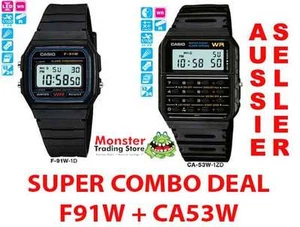 CASIO SUPER COMBO DEAL FREE POST FROM SYDNEY VINTAGE RETRO 1 x F91W + 1 x CA53W - Picture 1 of 1