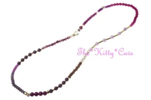 Lange Tschechische Glas Lila Magenta Rot Gold Kristall Boho Festival Flapper Halskette - Bild 1 von 2
