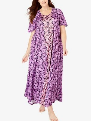 Only Necessities Plus Size Light Orchid Multi Sweeping Printed Lounger Size L - Image 1 of 4