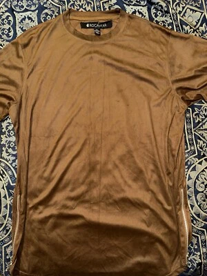 Camiseta de gamuza marrón vintage Rocawear con cremalleras laterales XL Foto 1 de 3