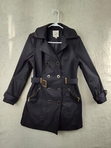 Roz Ali Women Jacket Small Black 100%Polyester Double Breasted Belted Blazer Fit - Picture 1 of 18
