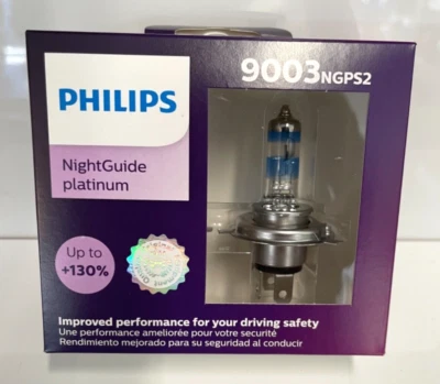 2x-Philips Night Guide Platinum 9003 H4+130% Lamp bulb - Image 1 of 2