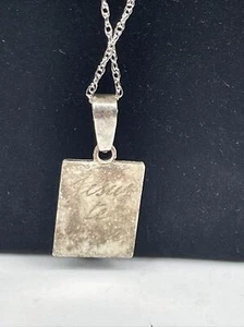 Vintage Sterling Silber 925 "Jesus liebt dich" signiert Kette Halskette Anhänger 18" - Bild 1 von 12