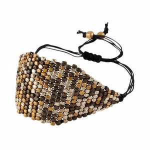 81stgeneration Gold Silver Bracelet Brass Chain Mail Woven Beaded Pull Cord - Imagen 1 de 3