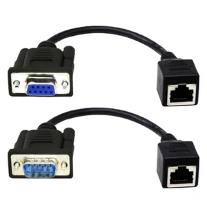 DB9 RS232 Male Female to RJ45 Female Port Ethernets CAT5 Couplers Extenders - Picture 1 of 10