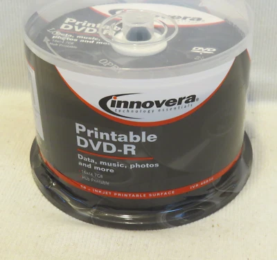 NEW Inovera DVD-R Discs, 4.7GB, 16x, Spindle, Silver, 50/Pack (IVR46850), Sealed - Image 1 of 4