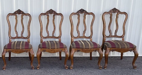 Ethan Allen Tuscany Chairs 4 Splat Back Splatback Dining Room Seating NICE Cover