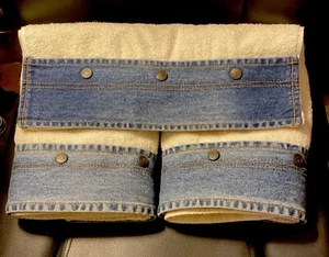 3 Stk. Denim Trim Vohann Off White 2 Badetücher 46x22 & 1~25x16 Handtuch, EUC - Bild 1 von 8