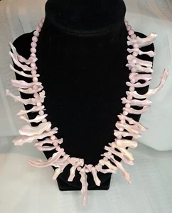 Junko Shimada 49AV Pink Mother Of Pearl Shell And Rose Quartz Necklace  - Picture 1 of 7