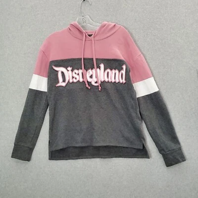 Disney Parks Women Sweatshirt Small Pink Colorblock Logo Patch Disneyland Hoodie - Image 1 of 4
