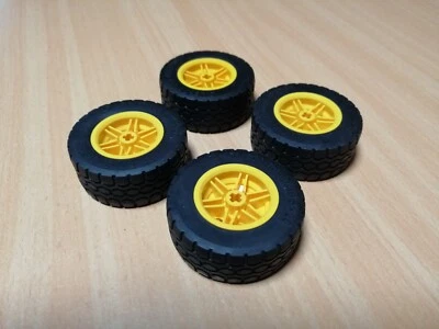 LEGO Technik 4 Stück Reifen 49.5 x 20 gelbe Felge / TECHNIC - Bild 1 von 4