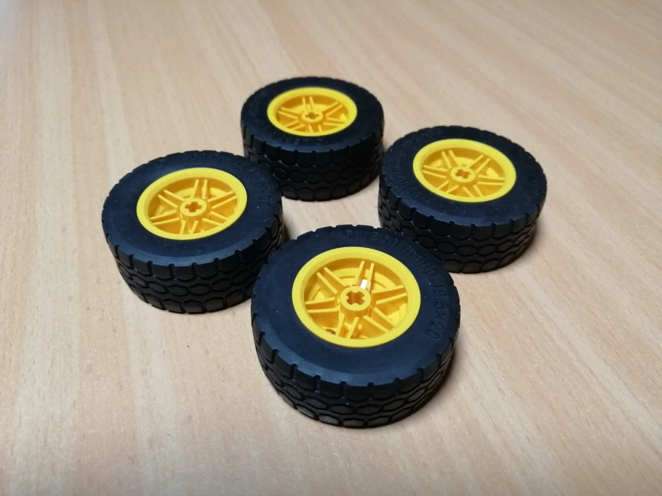 LEGO Technik 4 Stück Reifen 49.5 x 20 gelbe Felge / TECHNIC - Bild 1 von 4