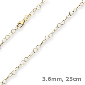 3,6mm Herzkette Fusskette Fussschmuck aus 333 Gold Gelbgold 25cm - Bild 1 von 2