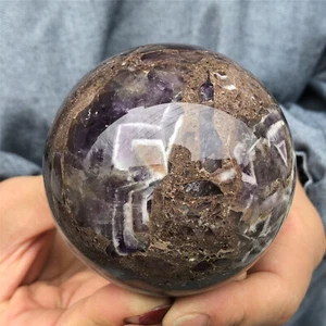 Varita de cristal de cuarzo amatista natural de ensueño de 1,6 libras bola piedra curación XQ974 - Imagen 1 de 10