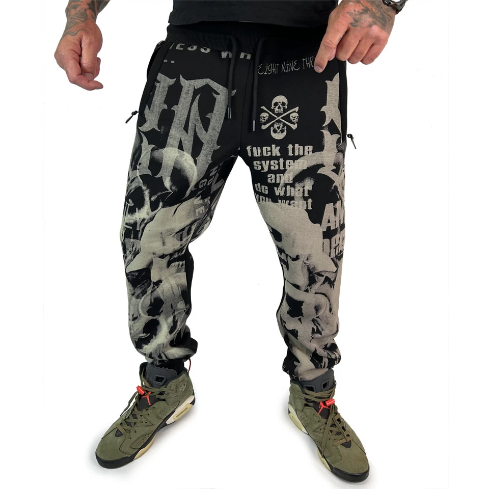 Yakuza Men's Afraid V02 All Over Casual Joggers B-STOCK - Black - Image 1 of 1