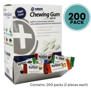 Miradent Xylitol Chewing-gum avec boîte distributeur paquet de 200 (2 ct chacun), assorti - Photo 1/3