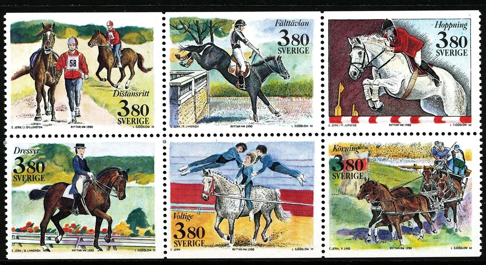 Sweden 1990 Booklet pane World Equestrian games. Engraver Sjööblom. MNH - Image 1 of 1