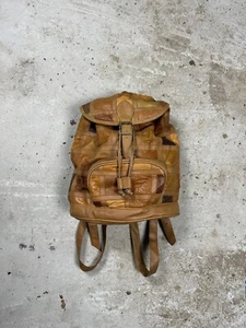 Vintage 90s Leather Patchwork Backpack Bag Rare - Picture 1 of 15