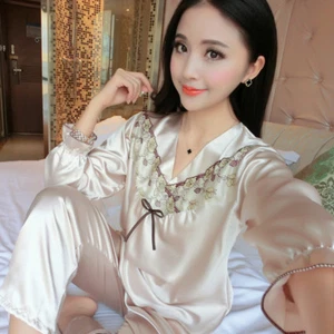 NEU Damen Seide Satin Pyjama Set Nachtwäsche&Roben Nachthemd Nachthemd P055 L,XL - Bild 1 von 13