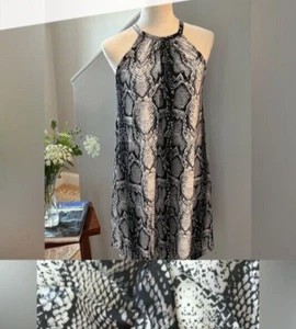 NEW Nicole Miller Women’s Snake Skin Print Halter Jersey Dress Size M Sleeveless - Picture 1 of 20