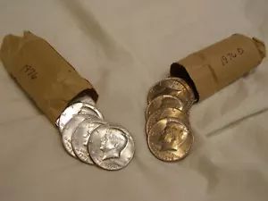 2 massive Datumsrollen 40 Münzen Kennedy Half Dollar Rolle je 1976 P & D Bicentenial - Bild 1 von 5