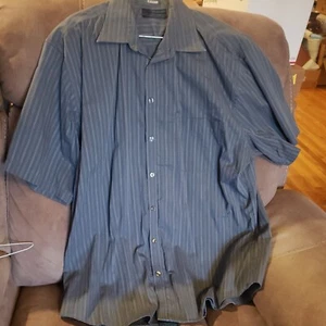 Material London Men's Short Sleeve button Shirt Sz L, Gray iron free - Picture 1 of 6