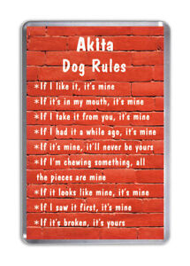 Akita Dog Rules, Funny Dog Fridge Magnet Pet Animal Lover Novelty Gift