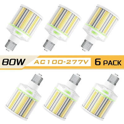 6 Pack 80W LED Corn Light Bulb E39 Base, Warehouse Workshop Lamps Adjuatable CCT - Image 1 of 4