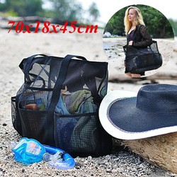 Outdoor Large Mesh Beach Travel Shoulder Camping Picnic Storage Bag Handbag Tote