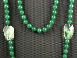 co205 - Collar de Ágatas verdes y Cuarzo. *ANUDADO * (88 cm. largo) - Imagen 1 de 2