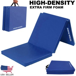 High-Density Firm Foam Tri-Folding Mat Thick Exercise Gymnastics Panel Blue - Imagen 1 de 5